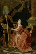 Etienne Aubry Victoire de France playing her harp painting